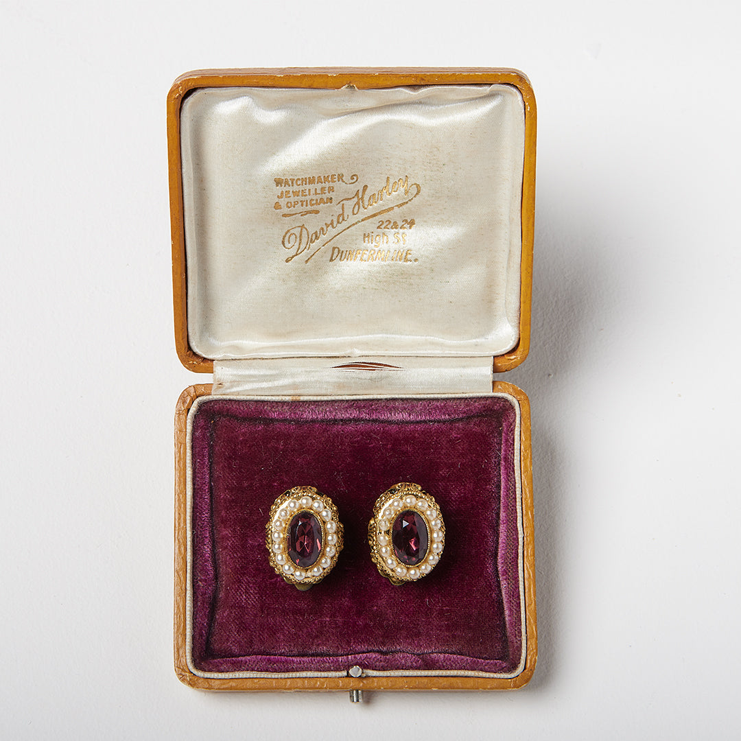 Amethyst Pearl Halo Clip On Earrings