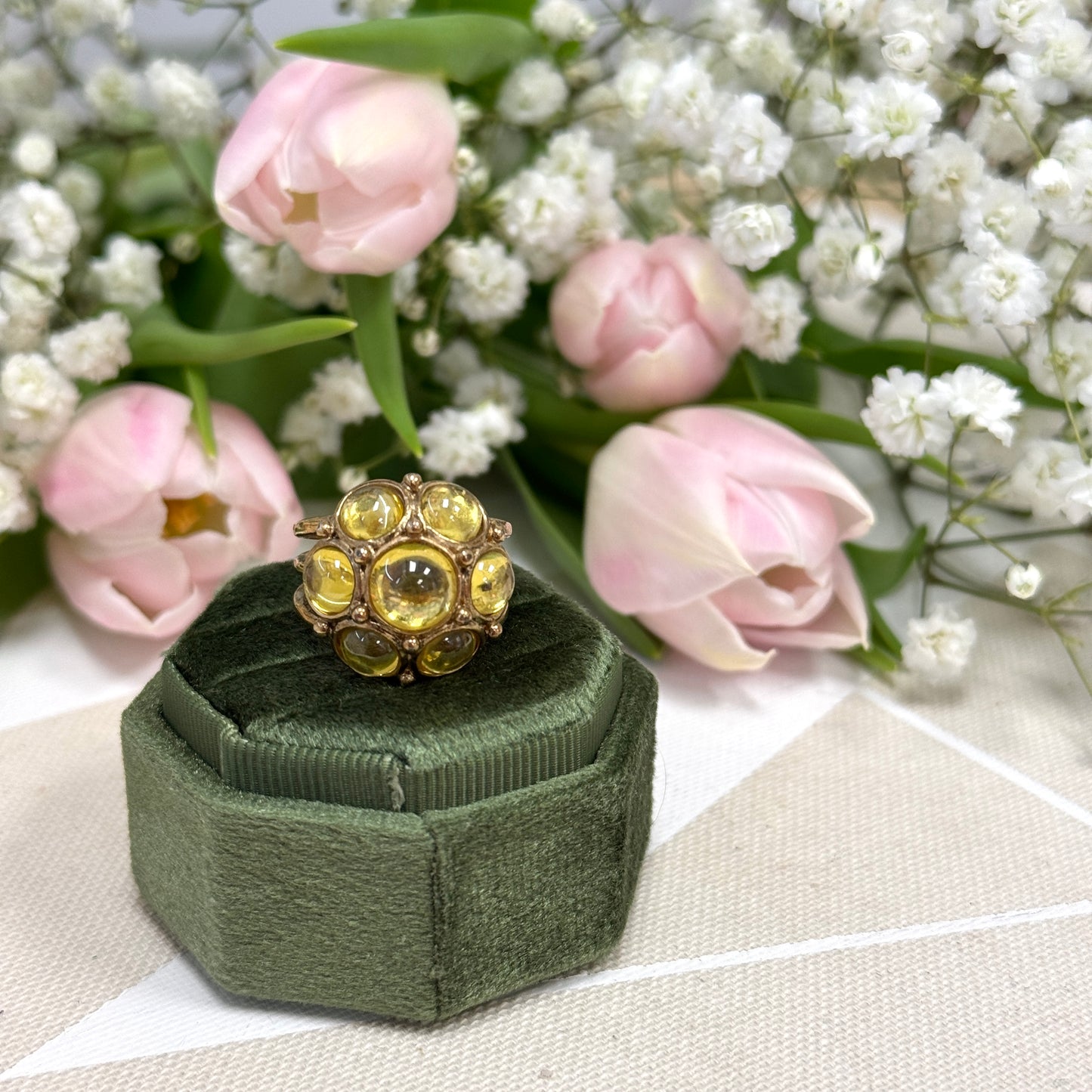 Peridot Gem Flower Ring