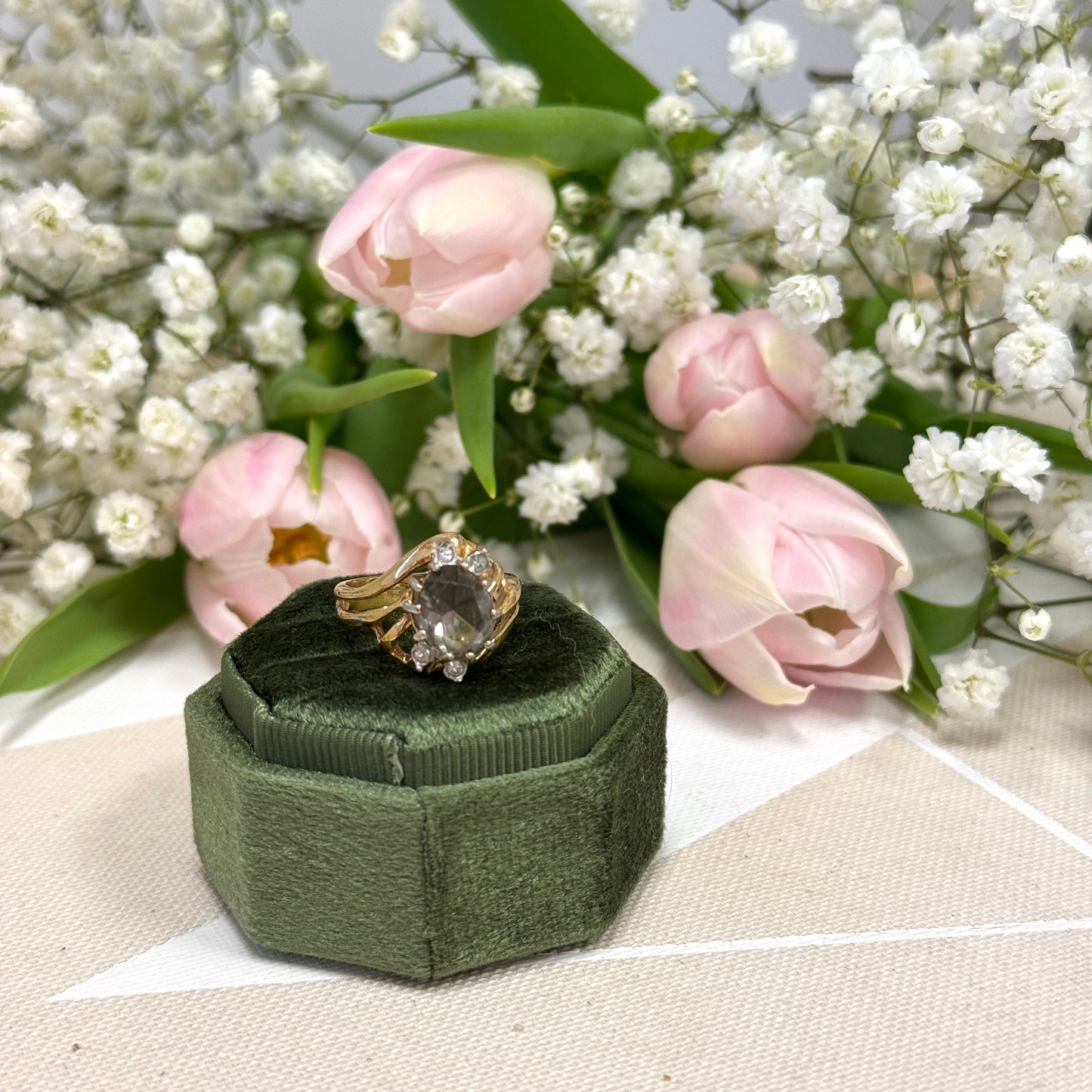 Vintage Gold Vermeil Light Tourmaline Ring