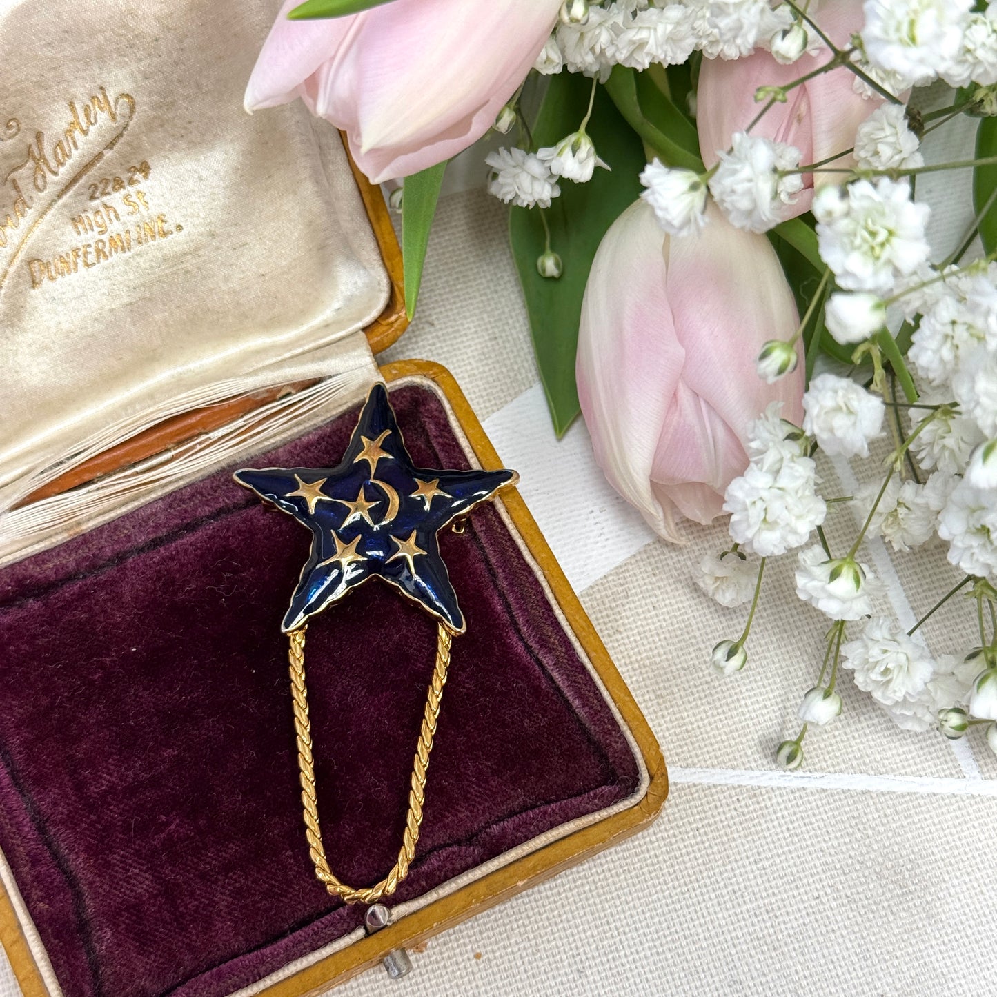 Celestial Enamel Star Brooch