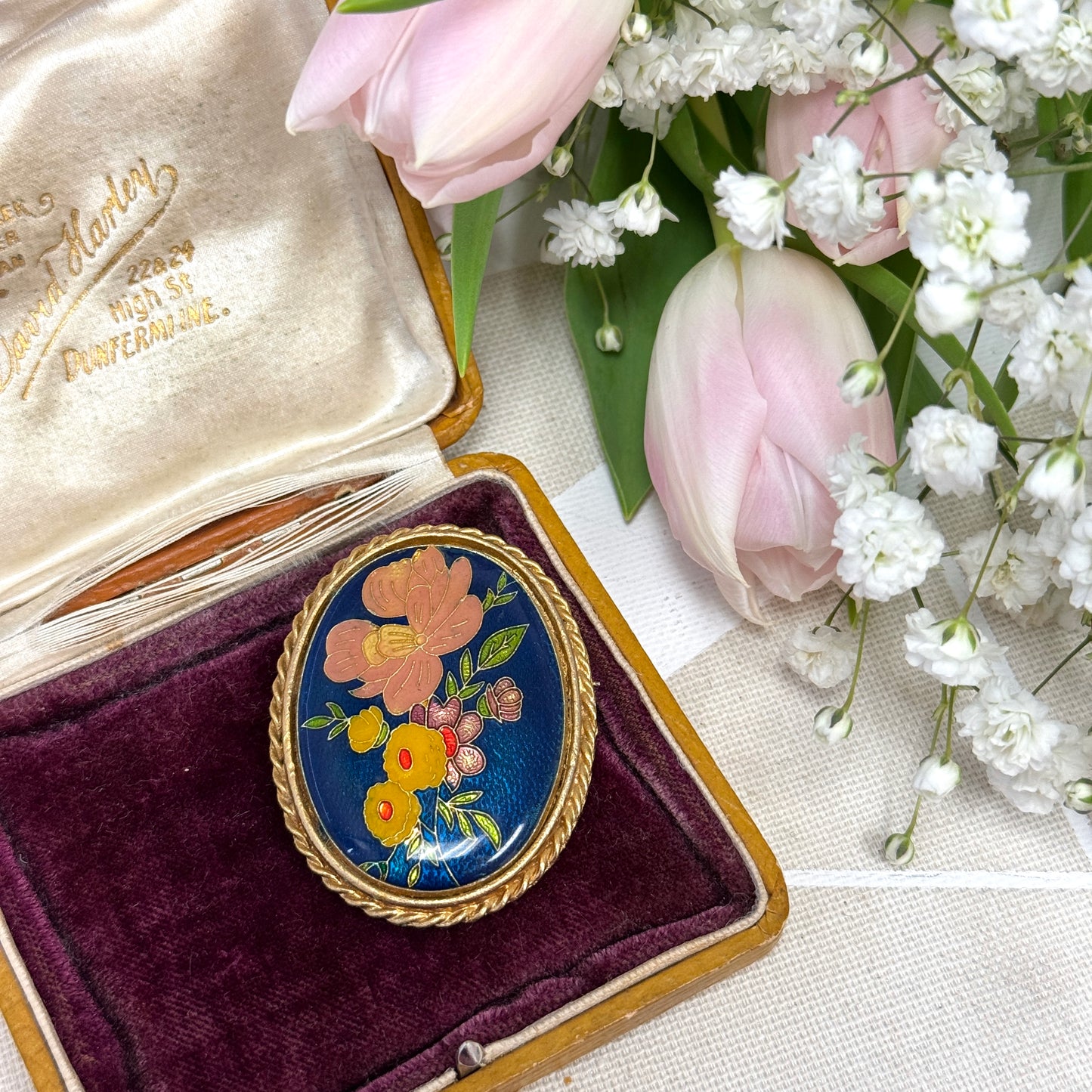 Floral Enamel Brooch