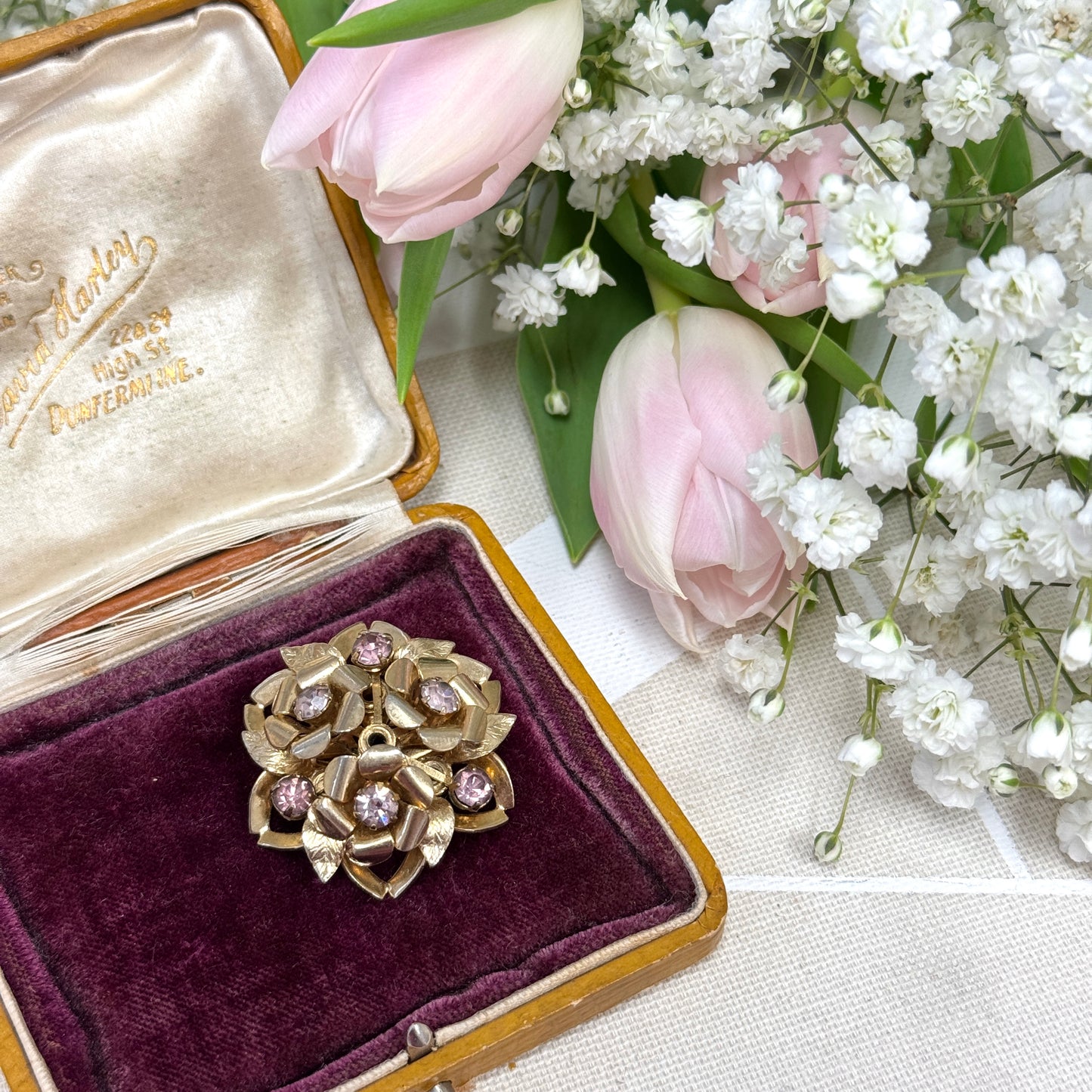 Light Amethyst Rose Bouquet Brooch