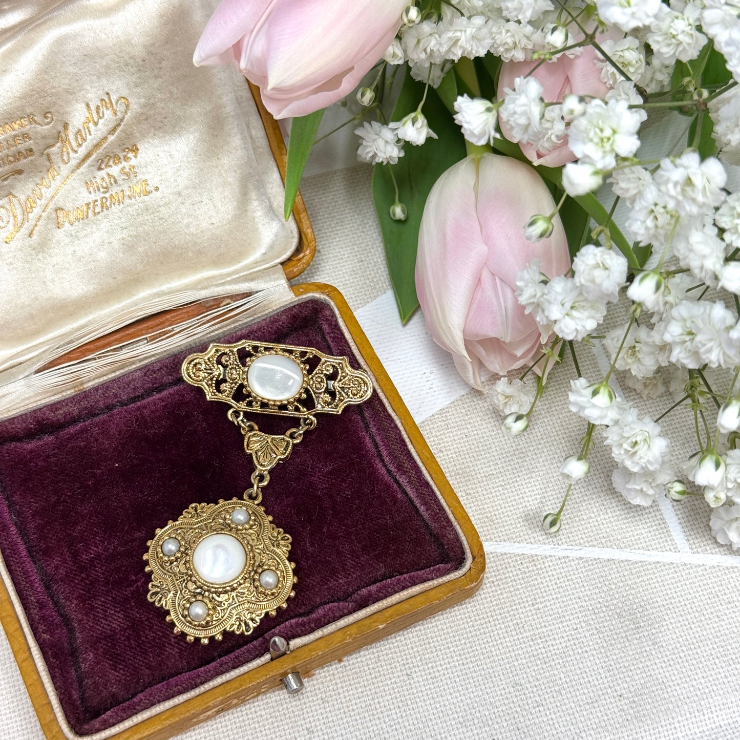 Vintage 1928 White Gem Brooch
