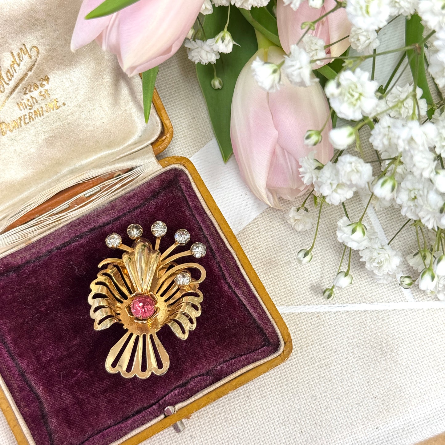 Flower CZ Burst Brooch