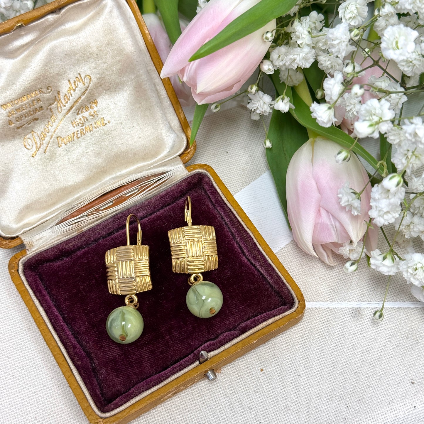 Weaved Jade Drop Earrings