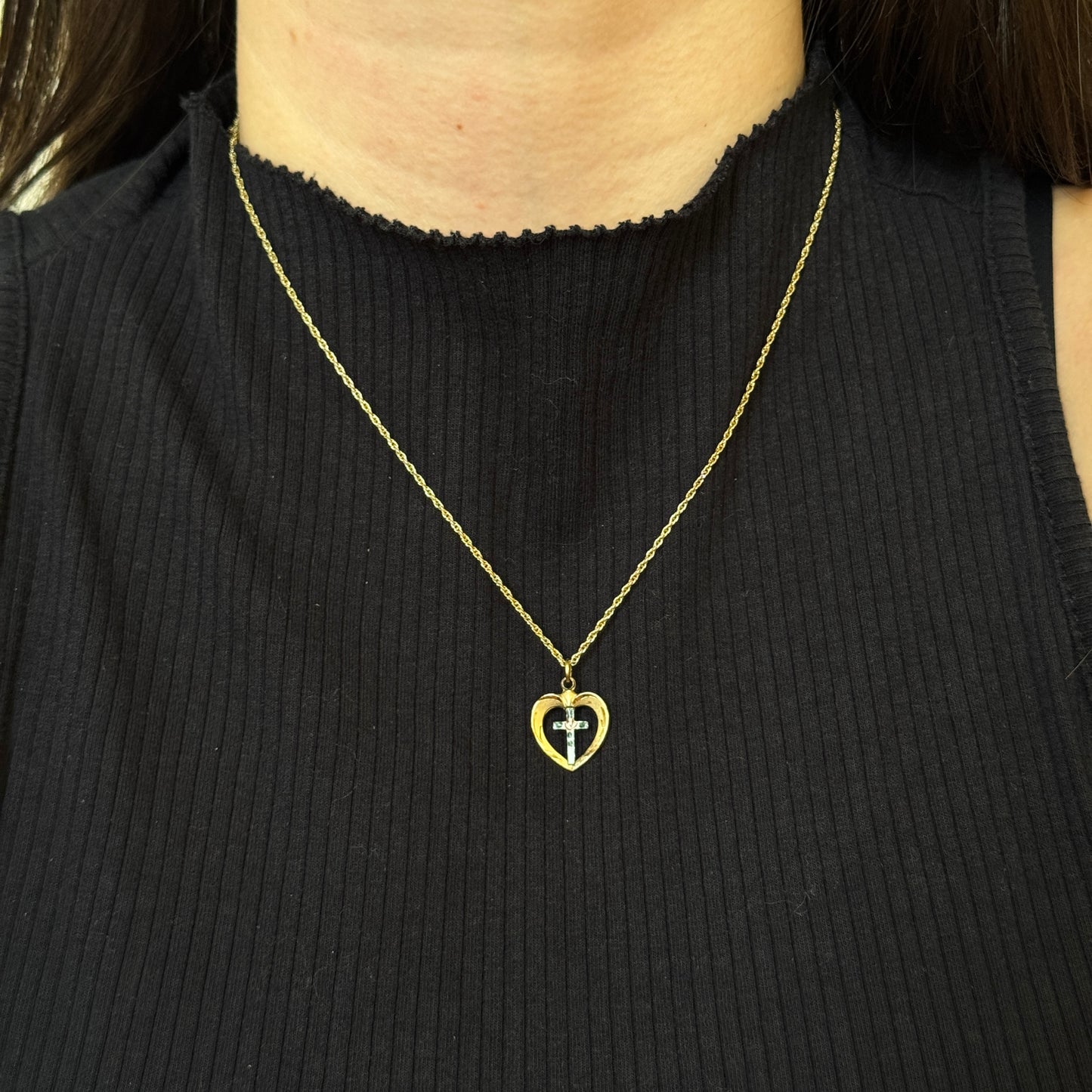 Floral Cross Heart Necklace