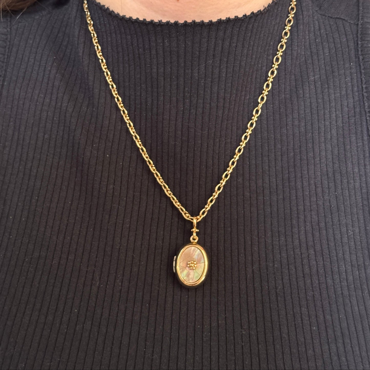 Pearlescent Shell Oval Locket