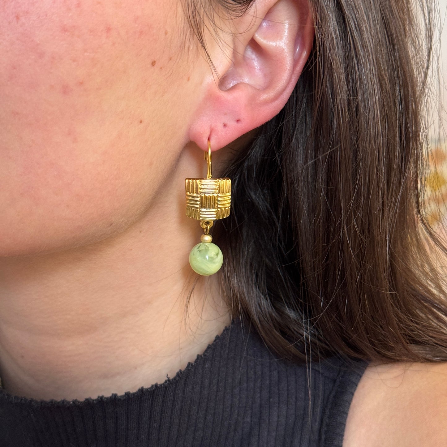 Weaved Jade Drop Earrings