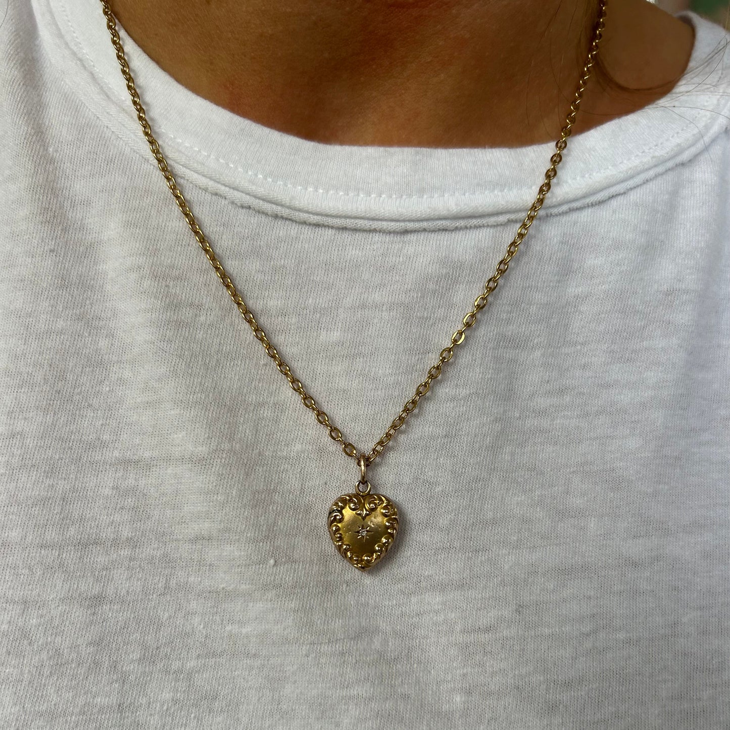 Antique Diamond Burst Heart Locket