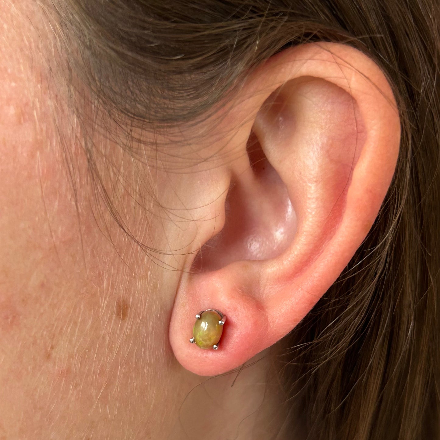 Fire Opal Sterling Silver Studs