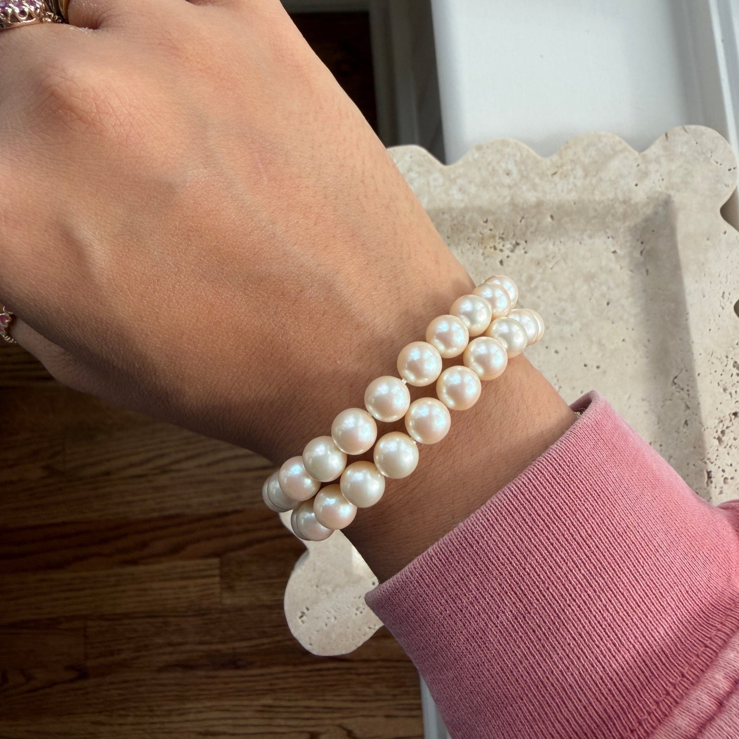 Buckle Clasp Double Strand Pearl Bracelet