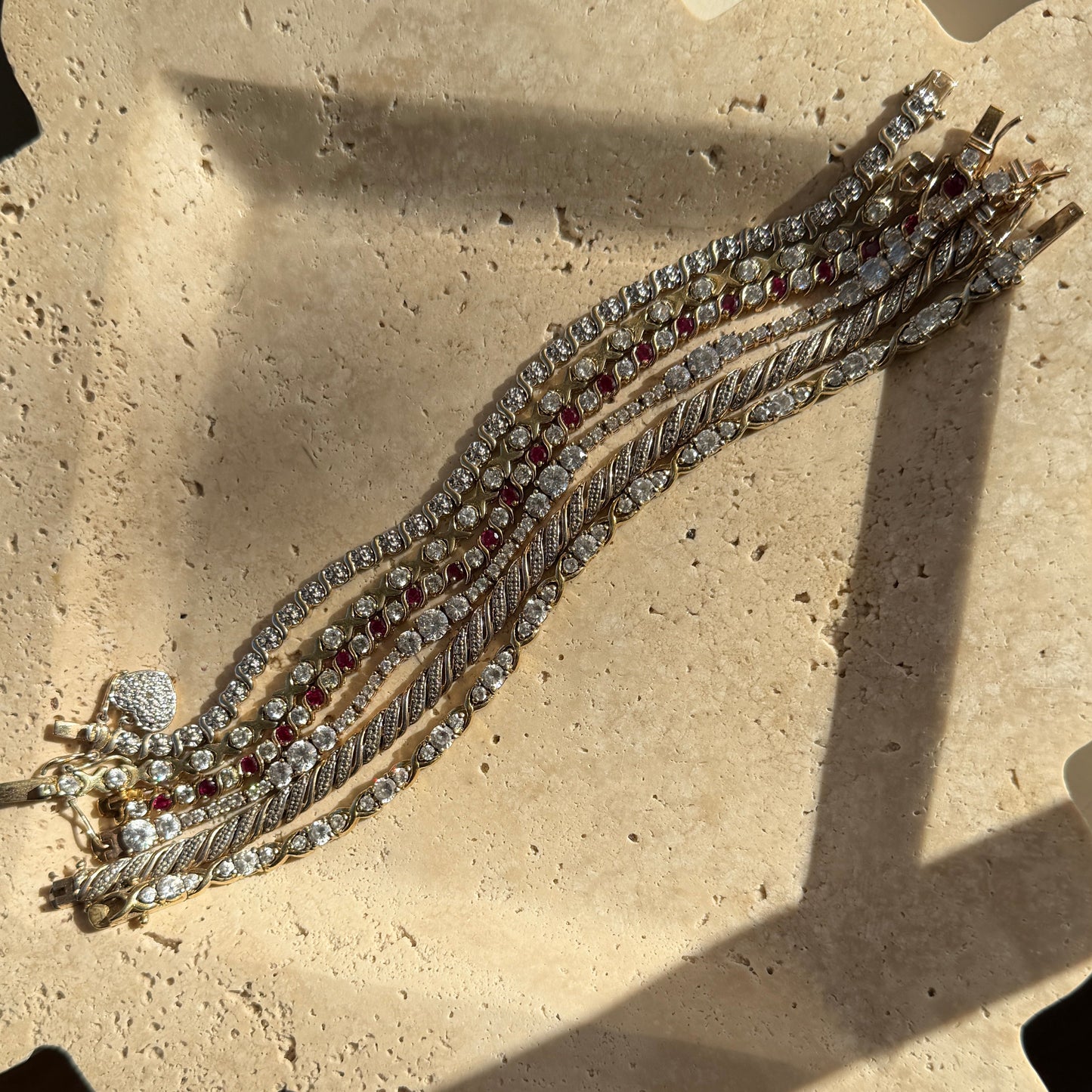 Heart Dangle Gold Vermeil Tennis Bracelet