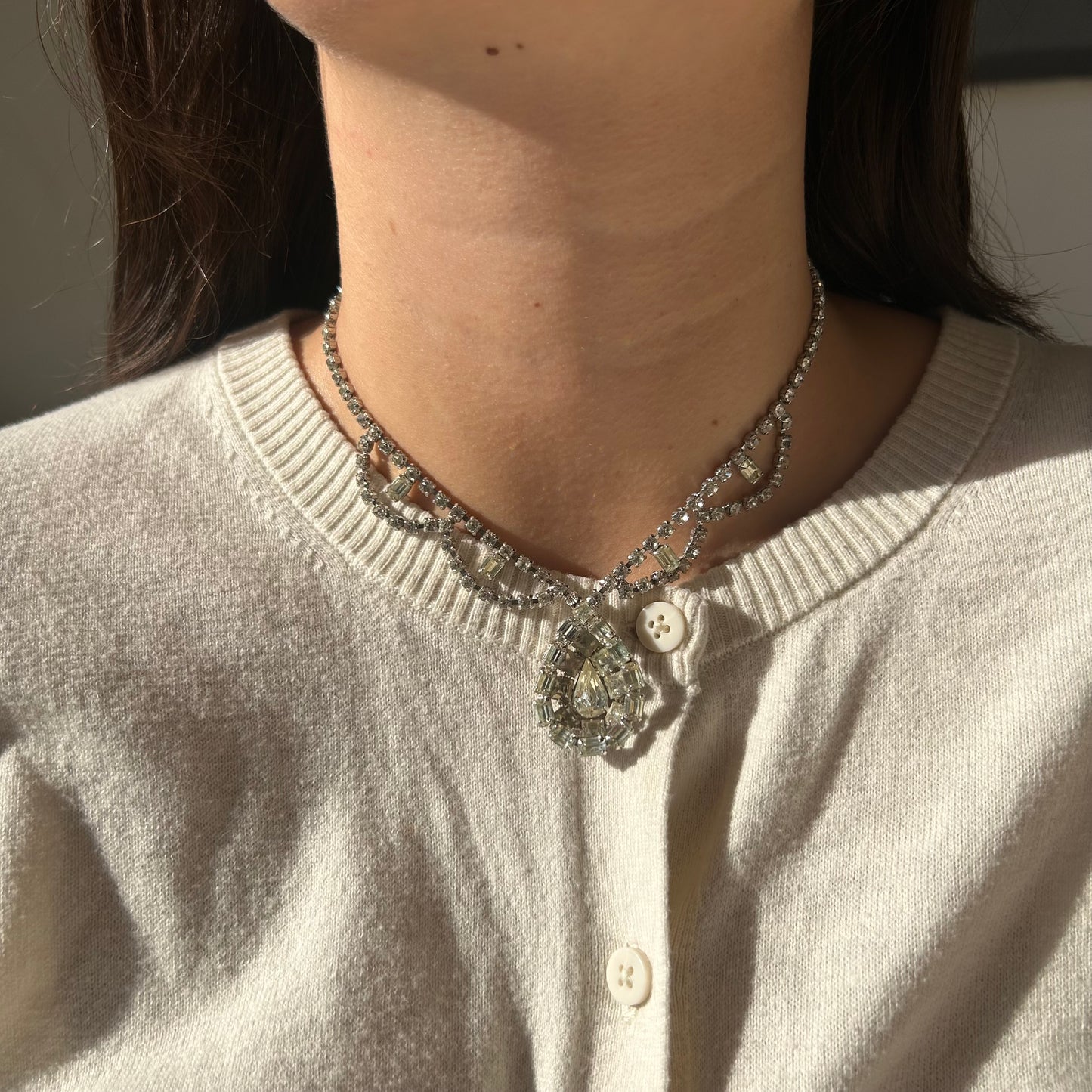 1960's Chandelier Crystal Tennis Choker