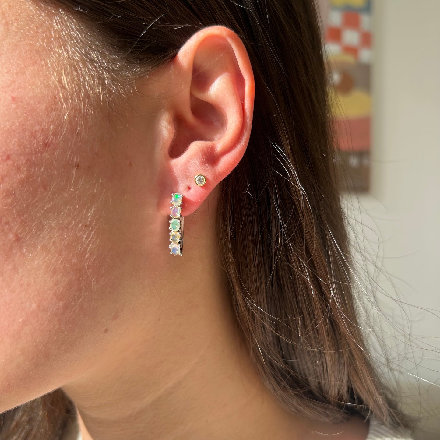 Half Opal Oval Hoops