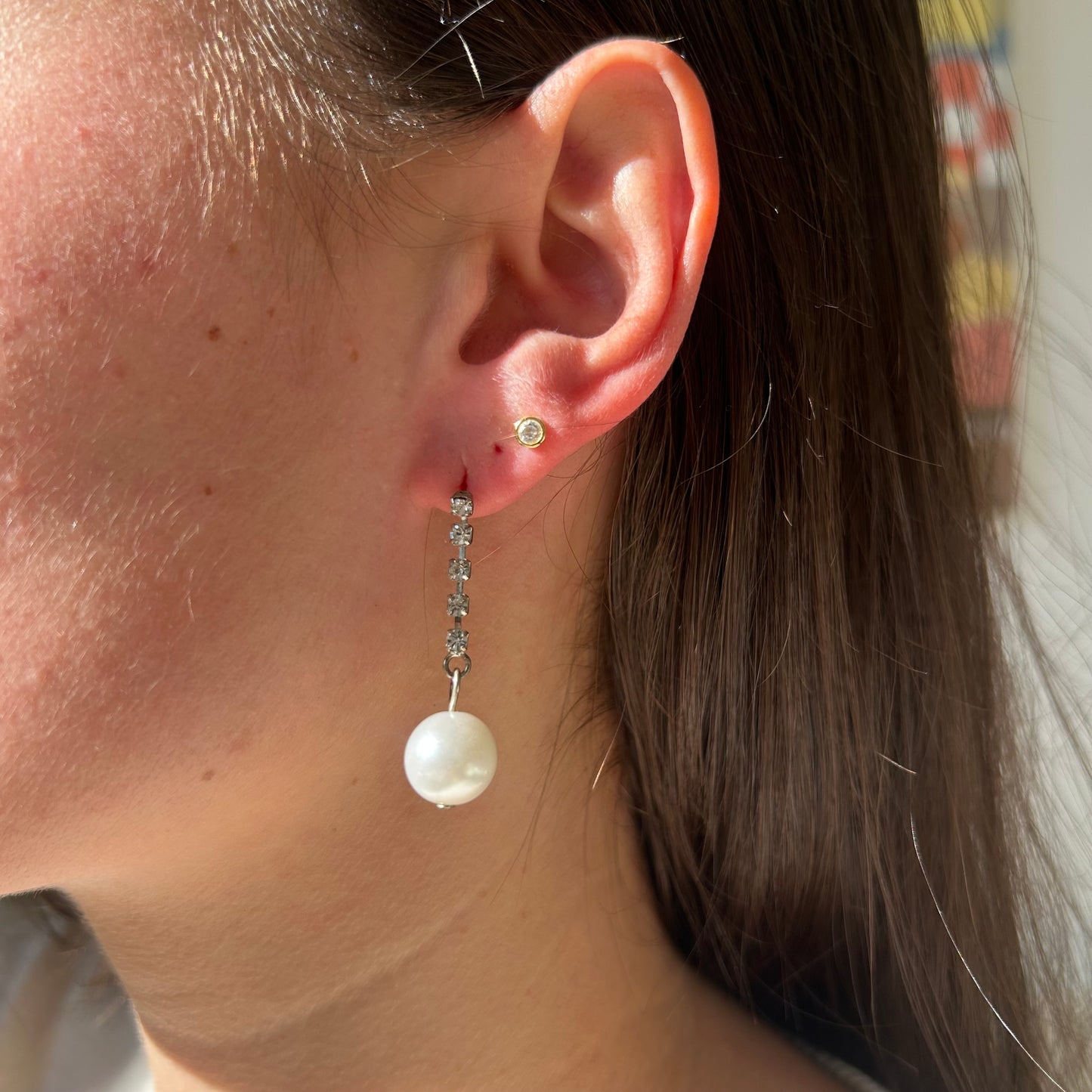 Pearl Drop Rhinestone Earrings