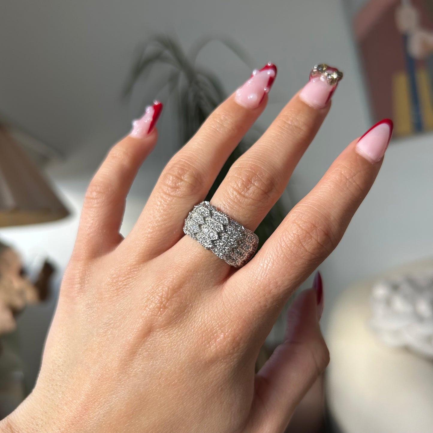Silver CZ Dome Statement Ring