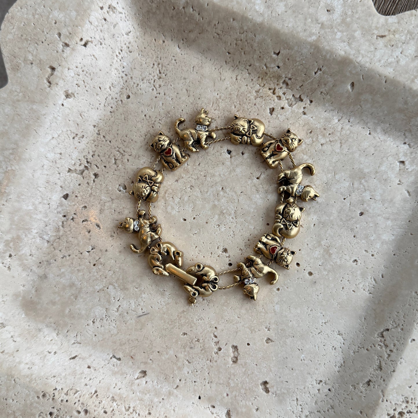 Vintage Cat Slider Charm Bracelet