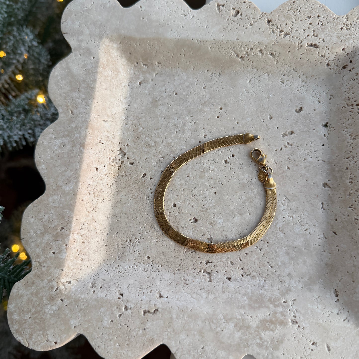 Herringbone-Gold-Tone-Bracelet