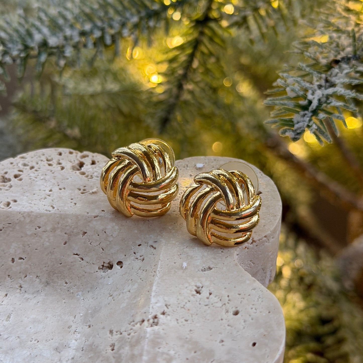 Interwoven-Knot-Gold-Tone-Earrings