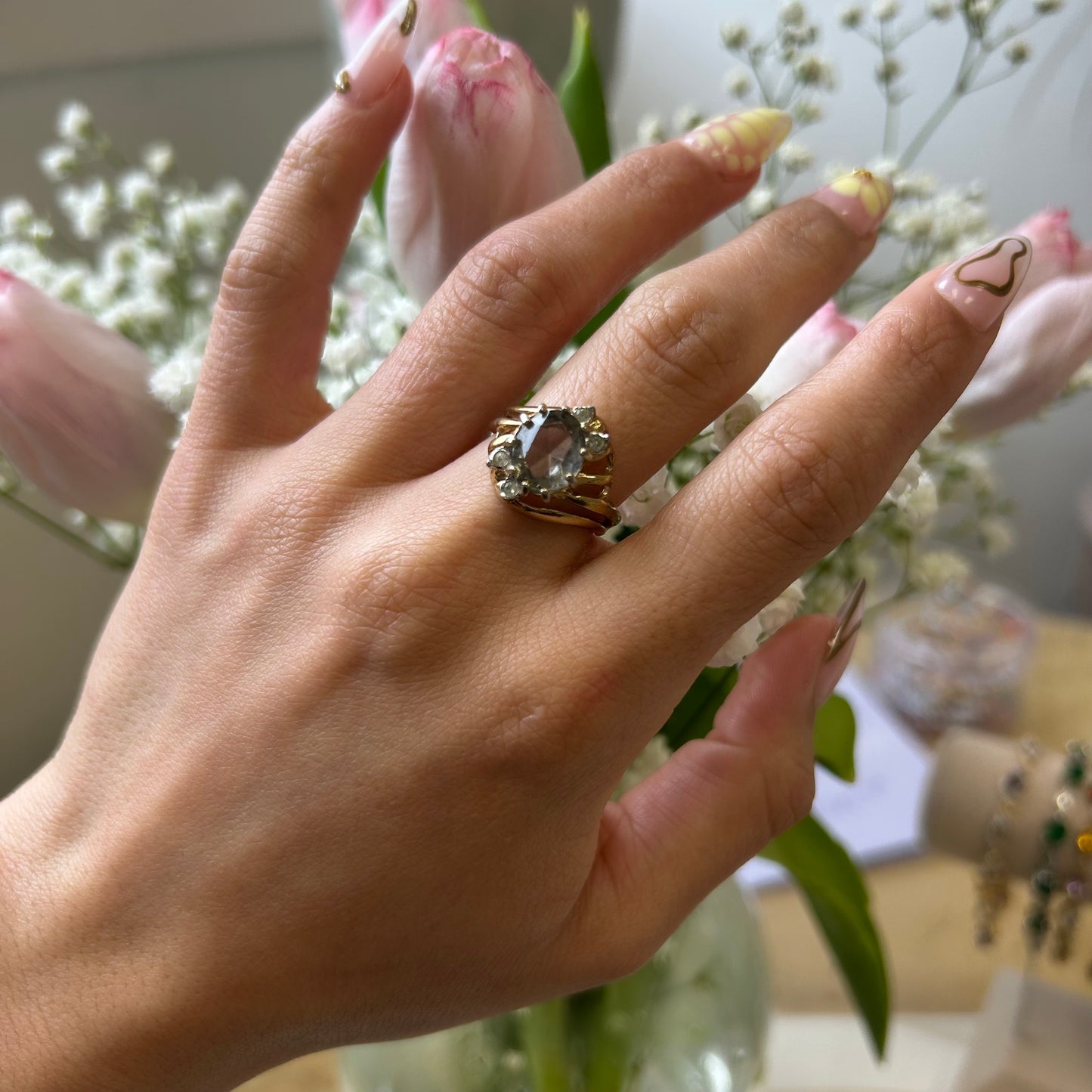 Vintage Gold Vermeil Light Tourmaline Ring