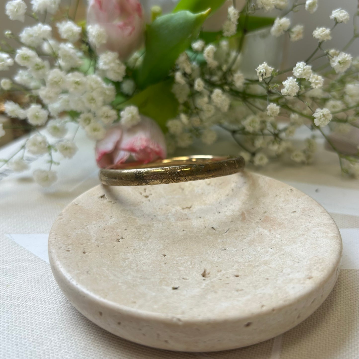 Gold Filled Etched Bangle