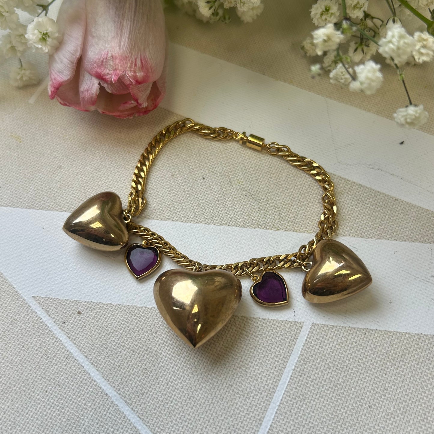 Puffy Heart Charm Bracelet
