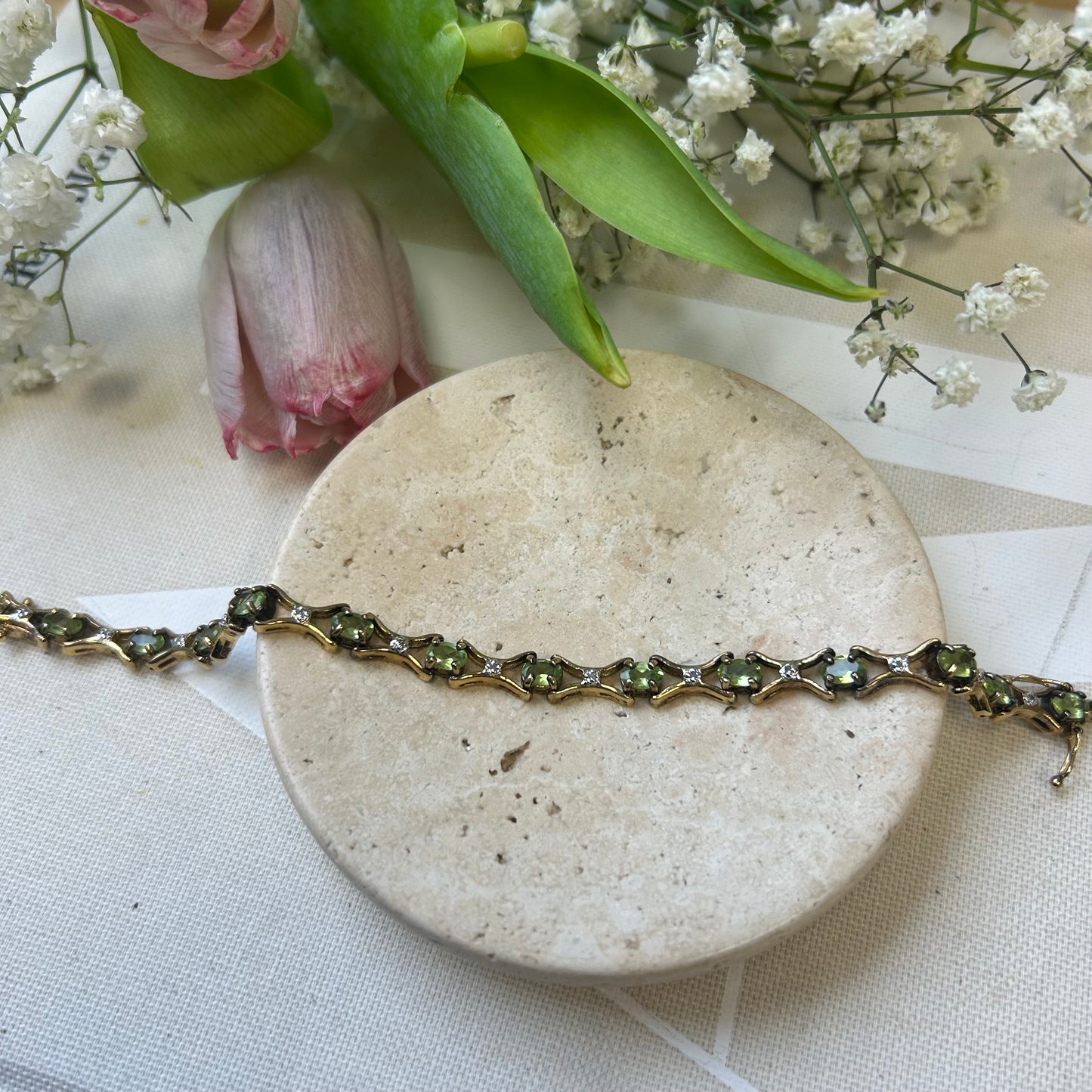 Gold Vermeil Peridot XO Bracelet