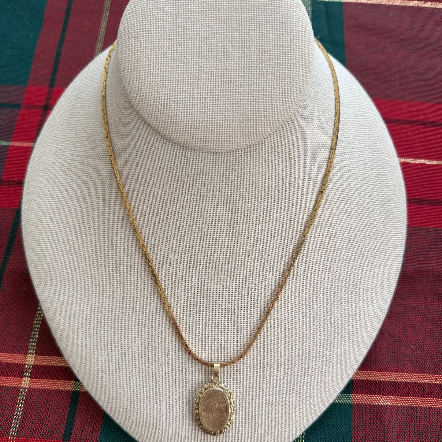 1940s Oval Gold Filled Peppermint Swirl Locket