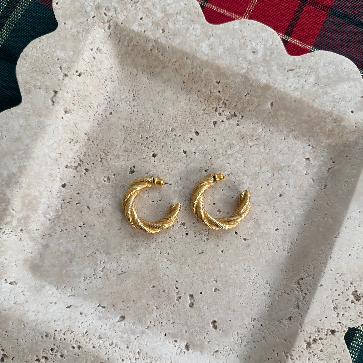Gold Tone Twisted Hoops