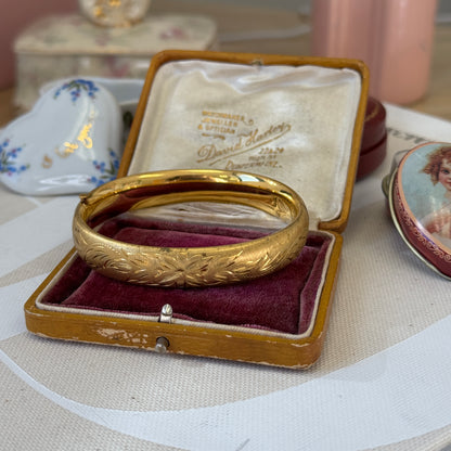 GOLD FILLED FLORAL ETCHED BANGLE