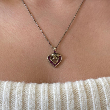 GOLD VERMEIL RUBY HEART NECKLACE