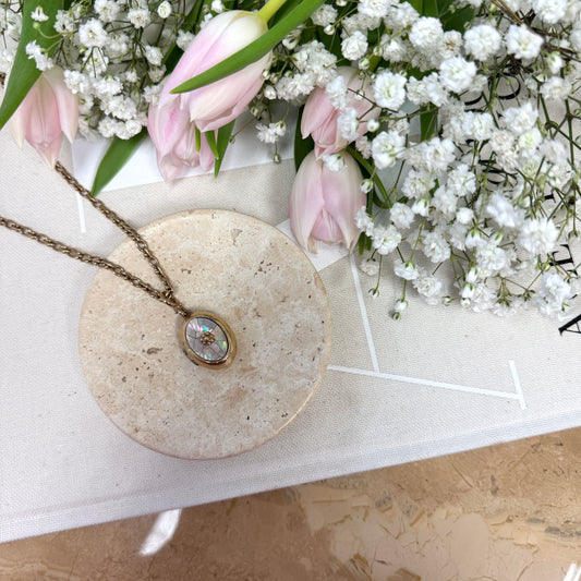 Pearlescent Shell Oval Locket