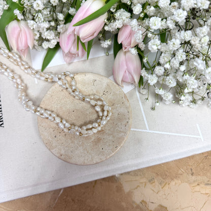 Multi-strand Rice Pearl Necklace