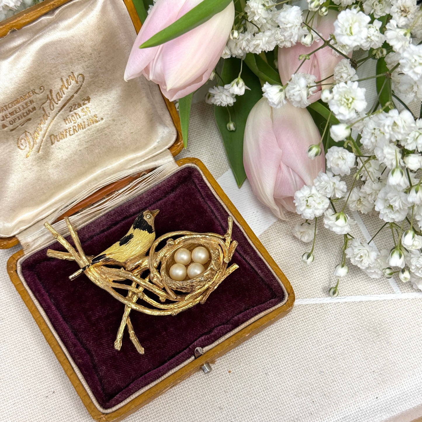 Mother Bird and Nest Brooch