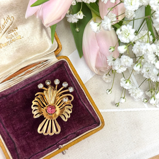 Flower CZ Burst Brooch