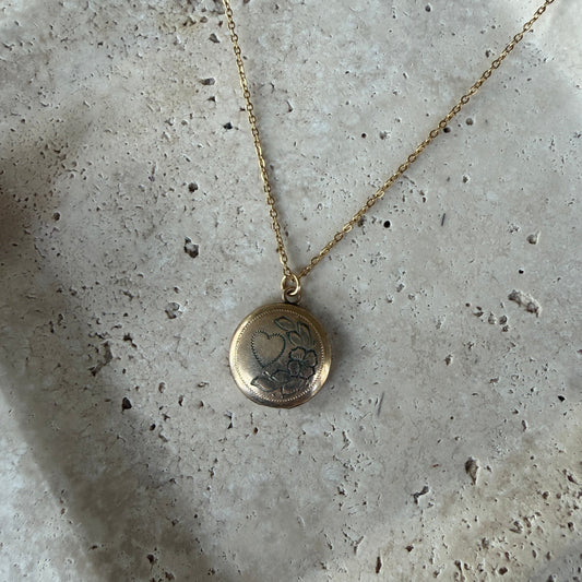 12k Gold Filled Floral Circle Locket