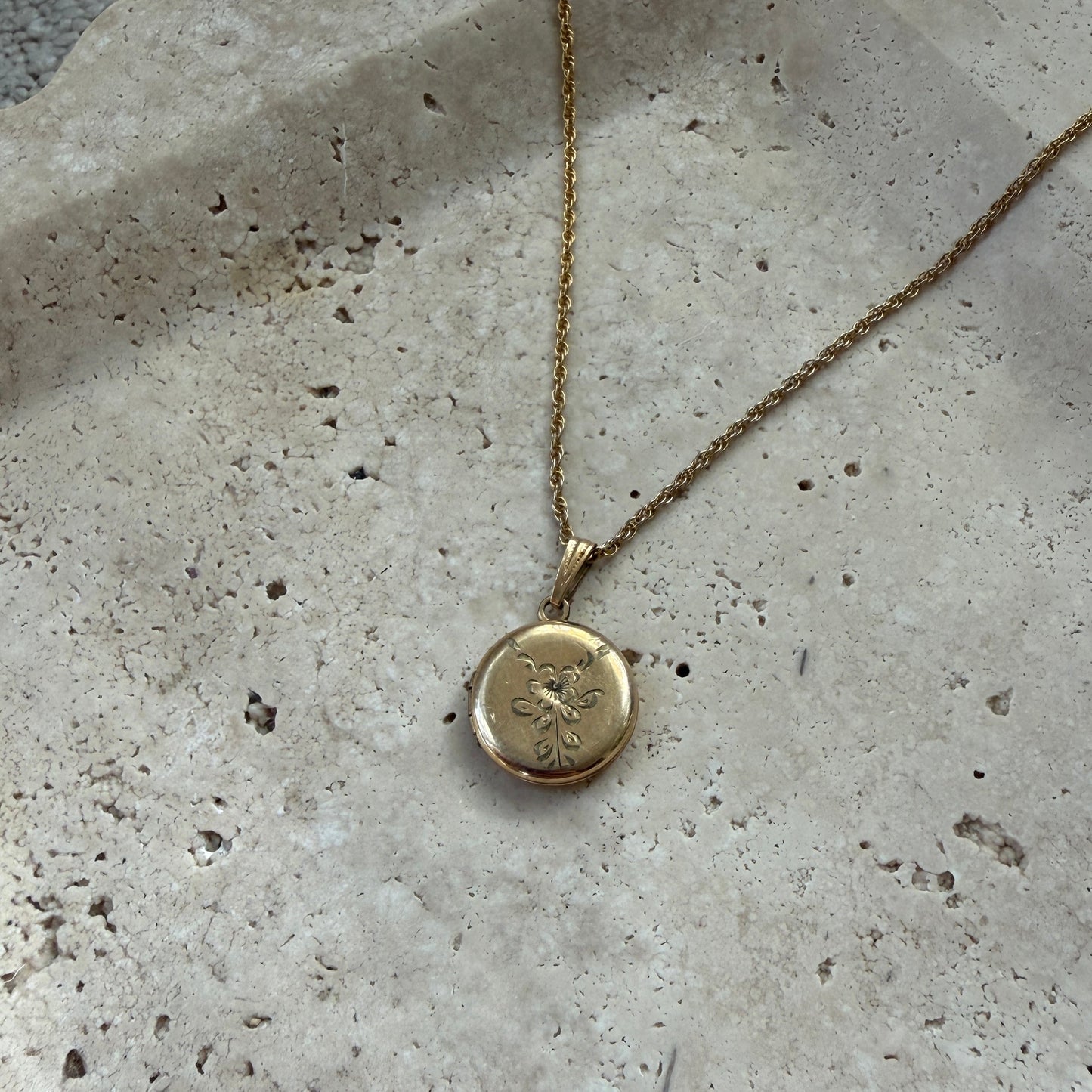 12k Gold Filed Locket with Floral Engraving