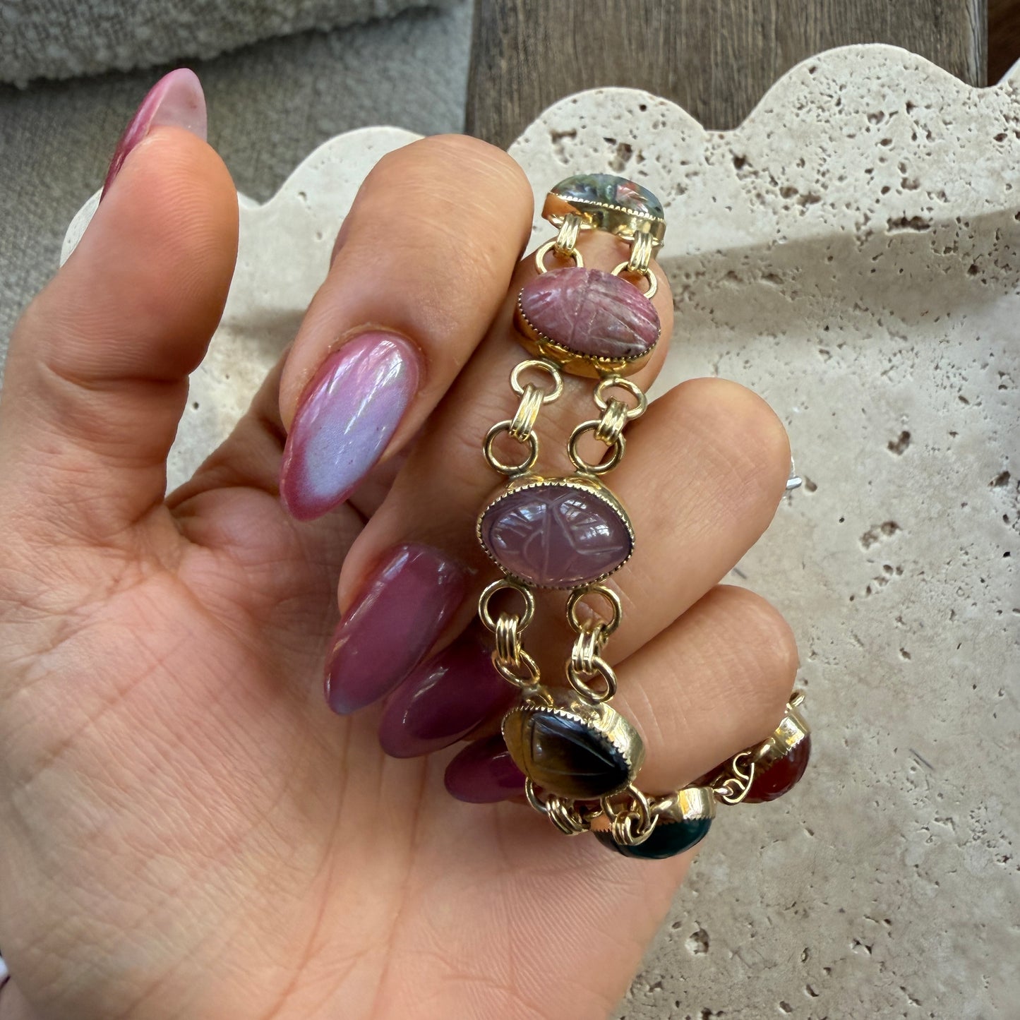 Double Link Genuine Scarab Bracelet