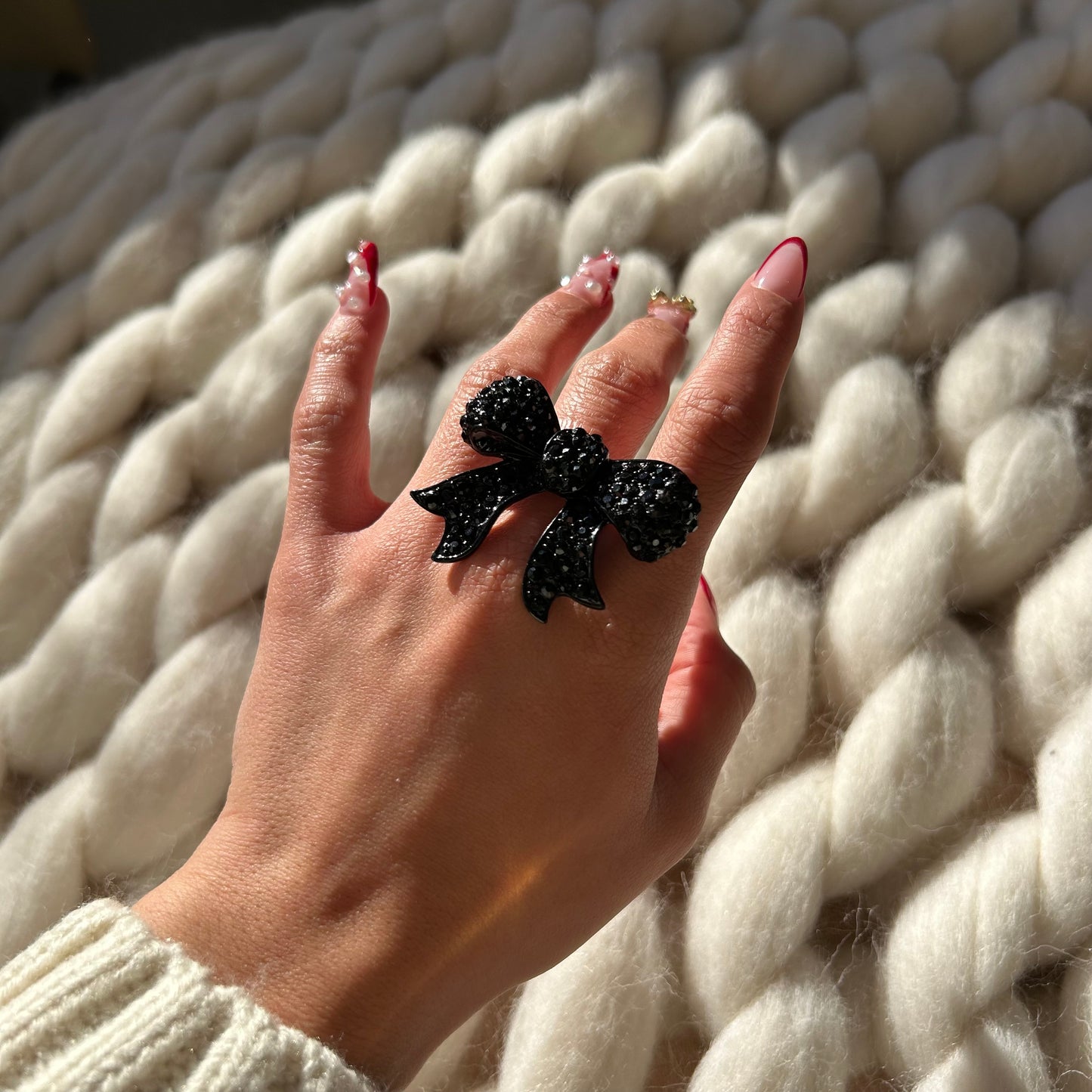 Rhinestone Bow Ring