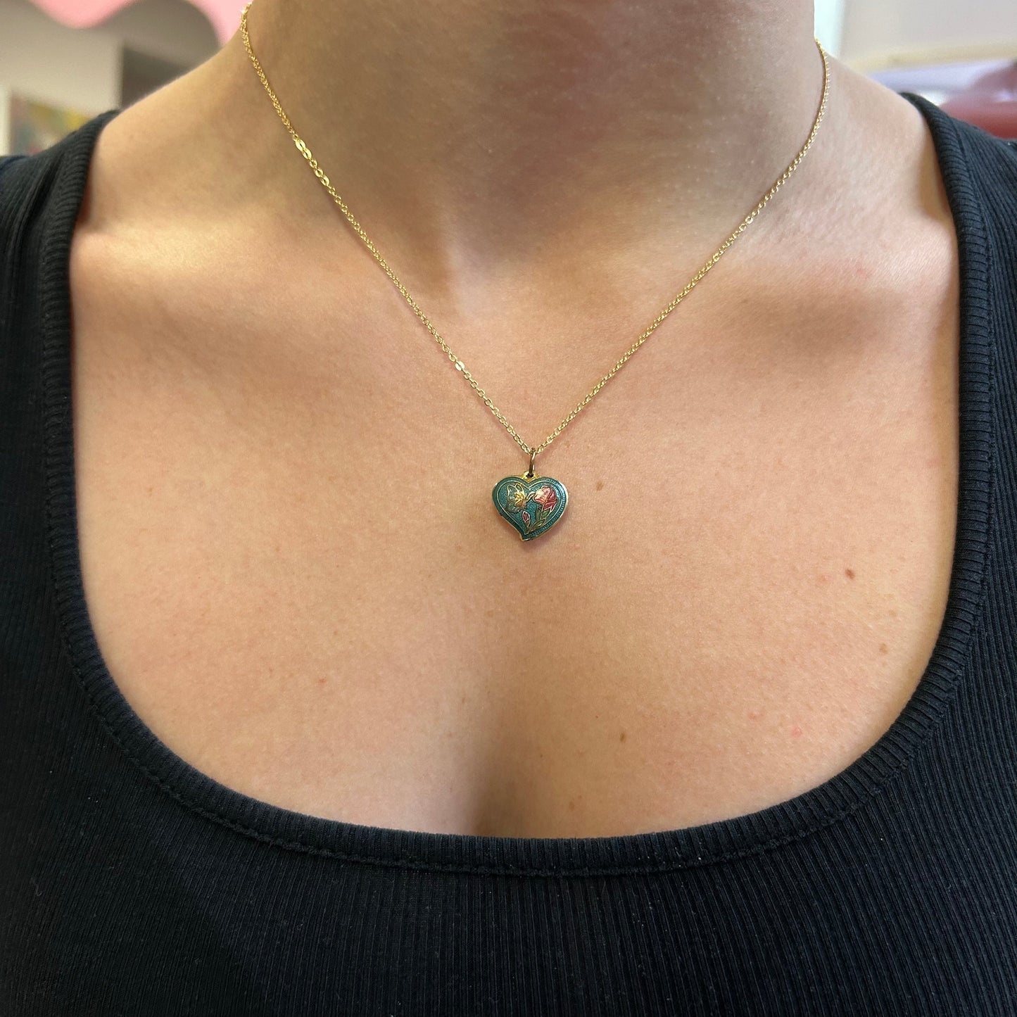 Heart Cloisonné Necklace