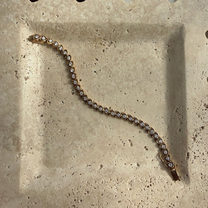 Gold Vermeil Heart Link CZ Tennis Bracelet