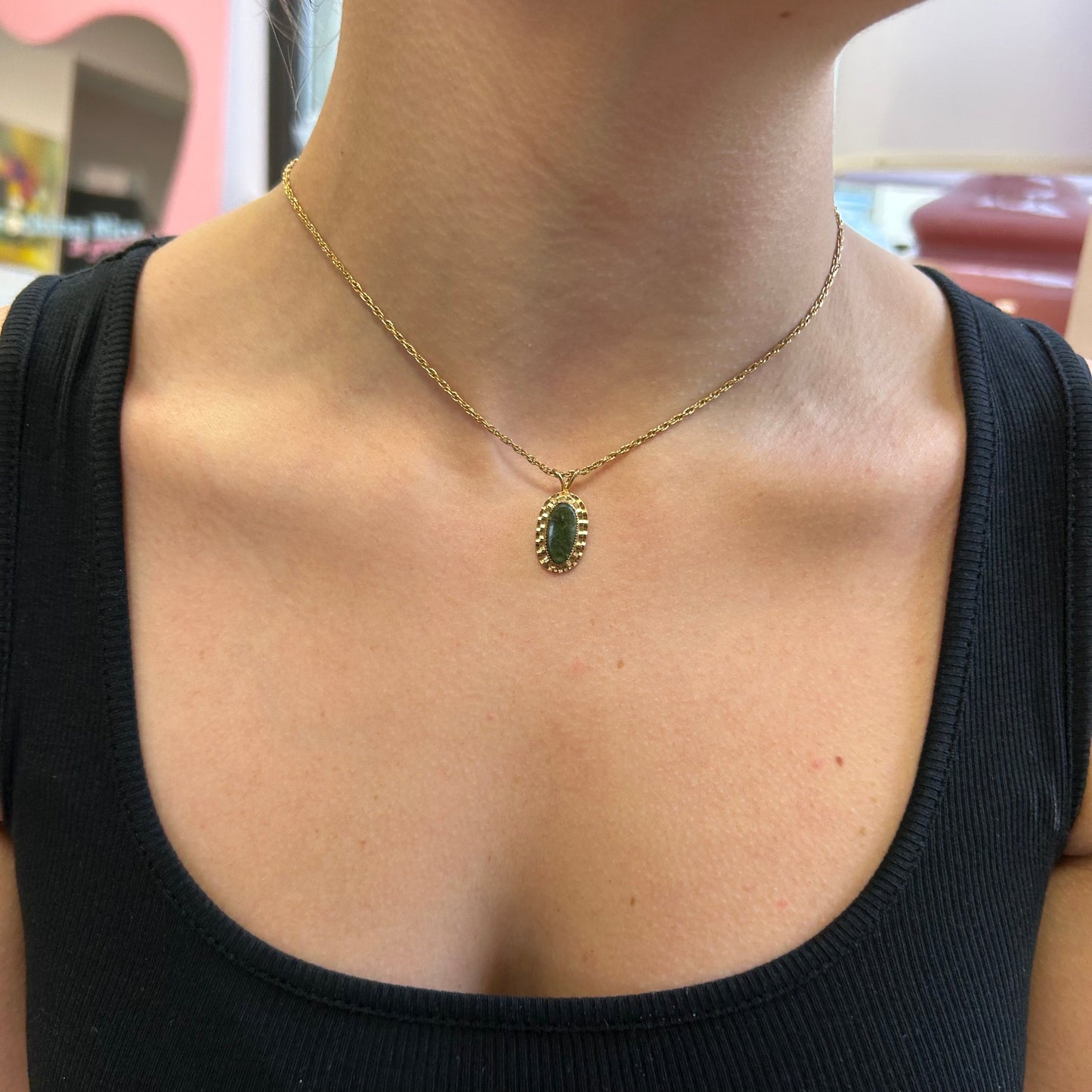 Gold Filled Jade Necklace