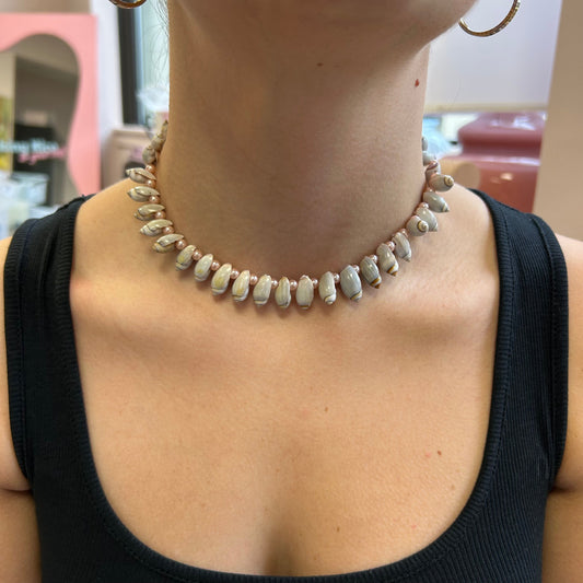 Conch Shell Pink Pearl Necklace