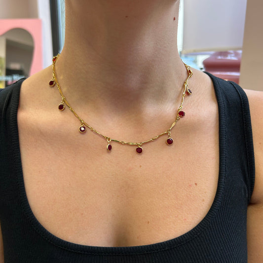 Red Gem Drop Necklace