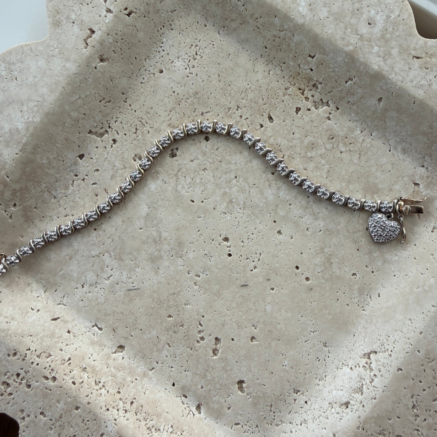 Heart Dangle Gold Vermeil Tennis Bracelet