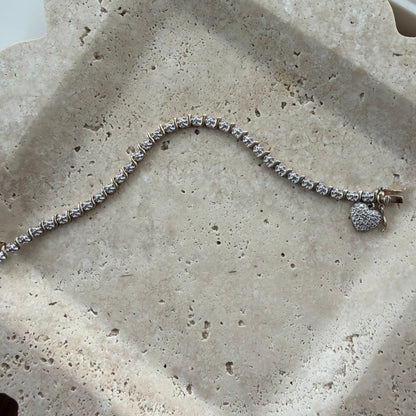 Heart Dangle Gold Vermeil Tennis Bracelet