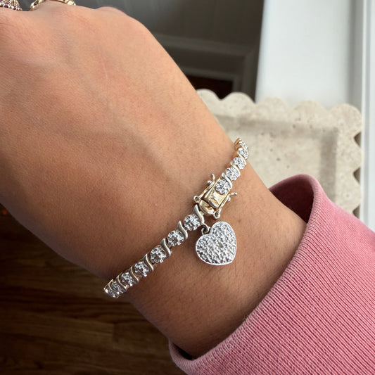 Heart Dangle Gold Vermeil Tennis Bracelet