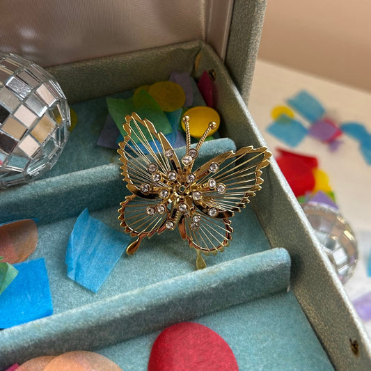 Butterfly Brooch with CZ Burst