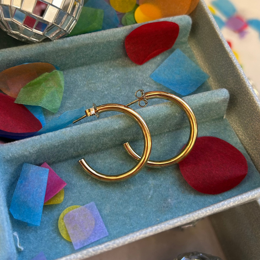 Gold Vermeil Open Back Hoop Earrings