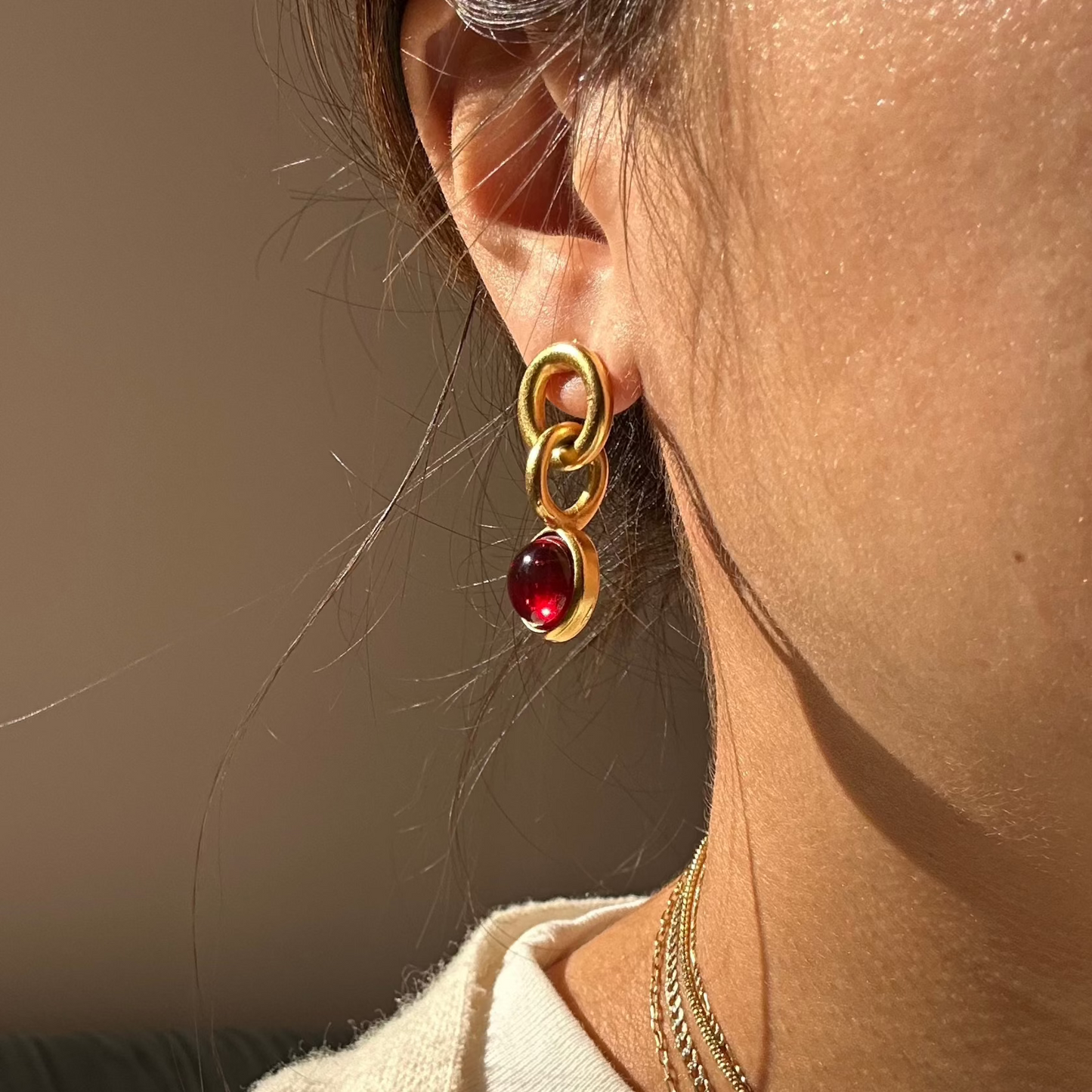 Red Drop Down Earrings